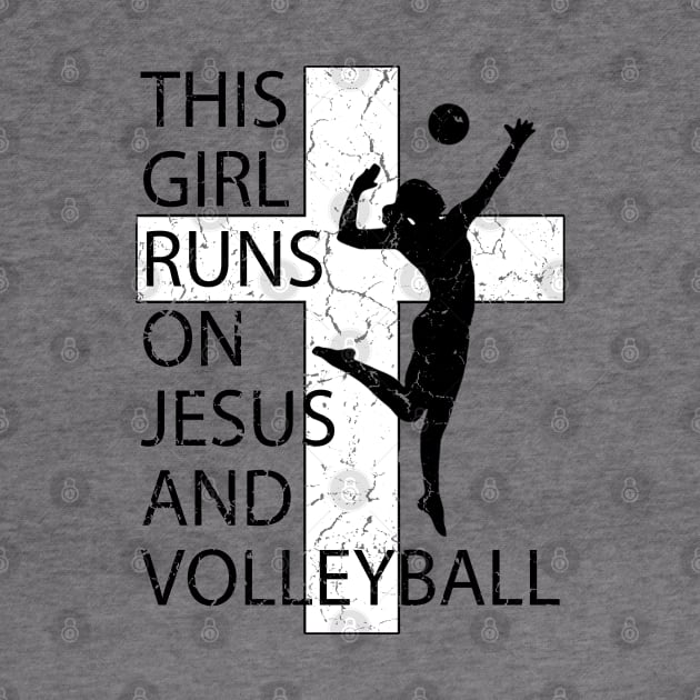 This Girl Runs on Jesus and Volleyball Christian Cross by TeeCreations